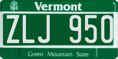 VT license plate ZLJ950
