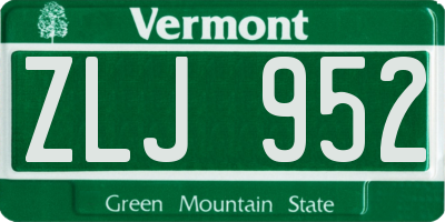 VT license plate ZLJ952