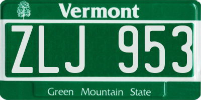 VT license plate ZLJ953