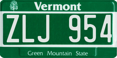 VT license plate ZLJ954