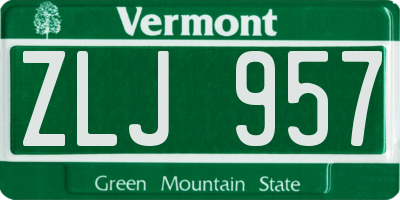 VT license plate ZLJ957