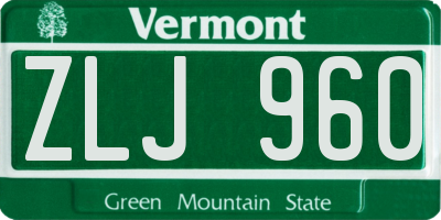VT license plate ZLJ960