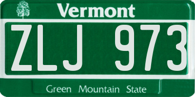 VT license plate ZLJ973