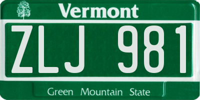VT license plate ZLJ981