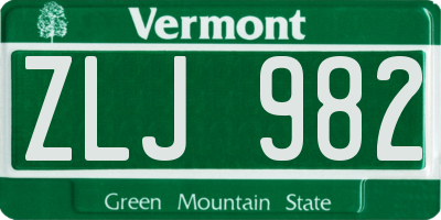 VT license plate ZLJ982