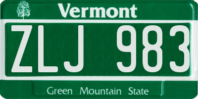 VT license plate ZLJ983