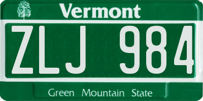 VT license plate ZLJ984