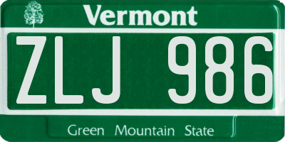VT license plate ZLJ986