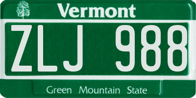 VT license plate ZLJ988