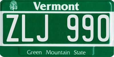 VT license plate ZLJ990