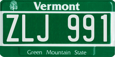 VT license plate ZLJ991