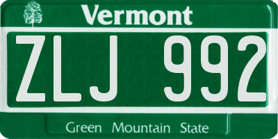 VT license plate ZLJ992