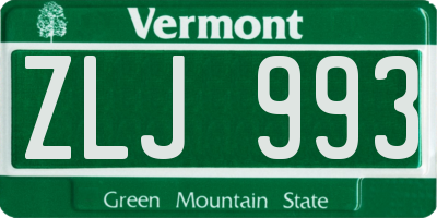 VT license plate ZLJ993