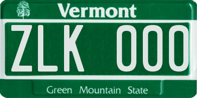 VT license plate ZLK000