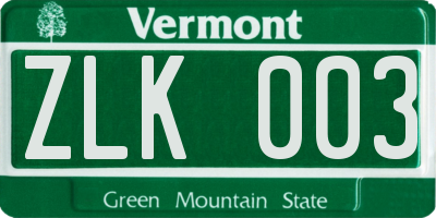 VT license plate ZLK003