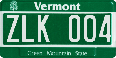 VT license plate ZLK004