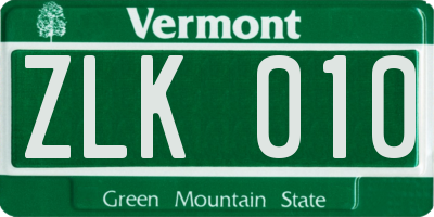 VT license plate ZLK010