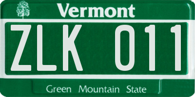 VT license plate ZLK011