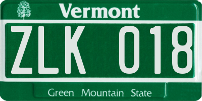 VT license plate ZLK018