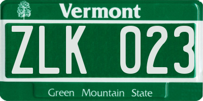 VT license plate ZLK023