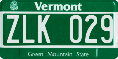 VT license plate ZLK029