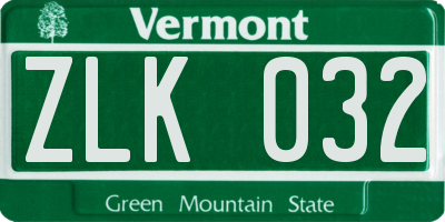 VT license plate ZLK032