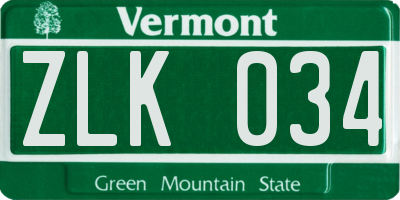 VT license plate ZLK034
