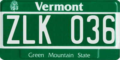 VT license plate ZLK036