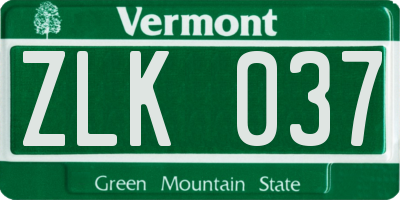 VT license plate ZLK037