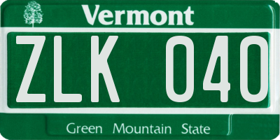 VT license plate ZLK040