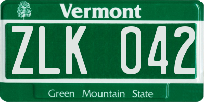 VT license plate ZLK042