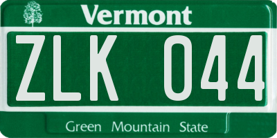 VT license plate ZLK044