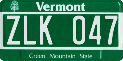 VT license plate ZLK047