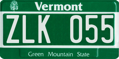 VT license plate ZLK055
