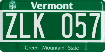VT license plate ZLK057