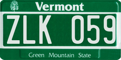 VT license plate ZLK059