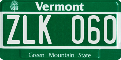 VT license plate ZLK060