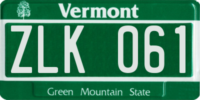 VT license plate ZLK061
