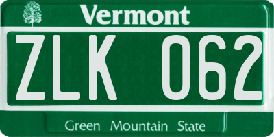 VT license plate ZLK062