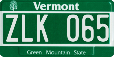VT license plate ZLK065