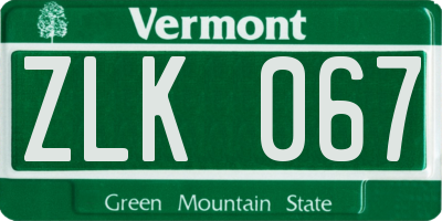 VT license plate ZLK067