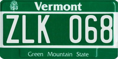VT license plate ZLK068