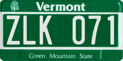 VT license plate ZLK071