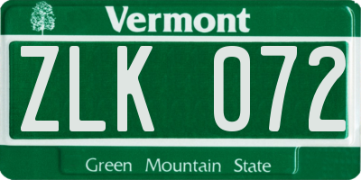 VT license plate ZLK072