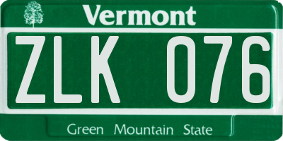 VT license plate ZLK076