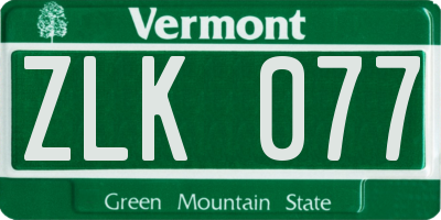 VT license plate ZLK077
