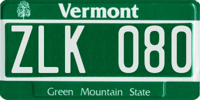 VT license plate ZLK080