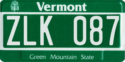 VT license plate ZLK087