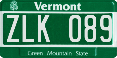 VT license plate ZLK089