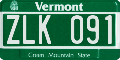 VT license plate ZLK091